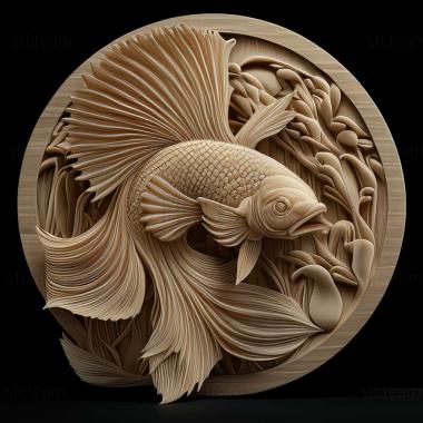 3D модель Бойцовая рыба с круглым хвостом (STL)