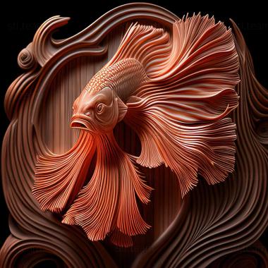 3D model Crown  tailed fighting fish fish (STL)