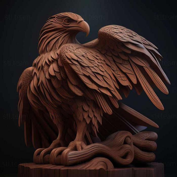 Animals eagle with wings ooks out of