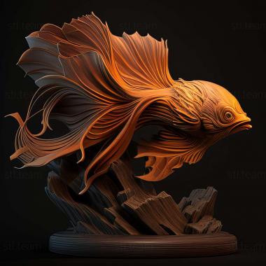 3D model Delta   tailed fighting fish fish (STL)