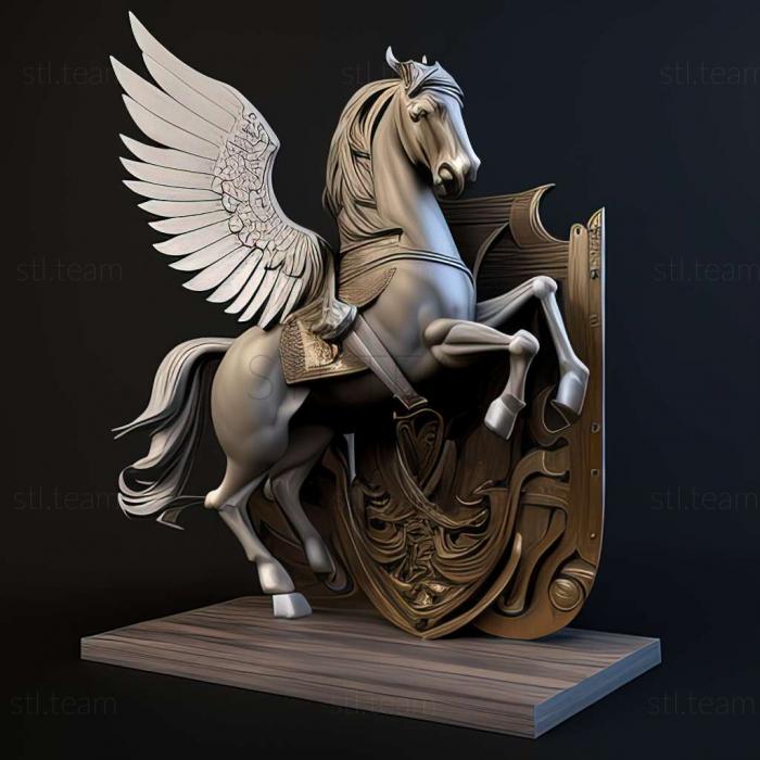 Animals pegasus carved armour on stand