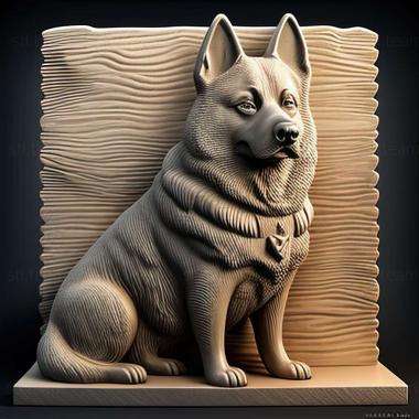 3D model Norwegian Grey Elkhound dog (STL)