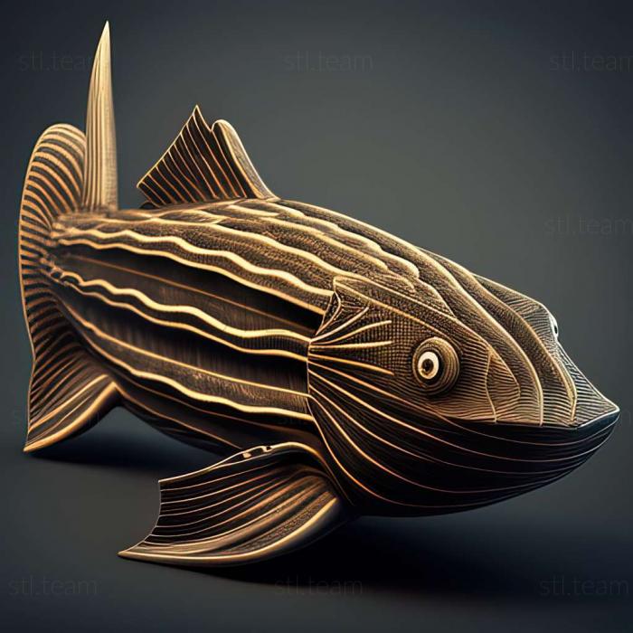 3D model Diagonally striped catfish fish (STL)