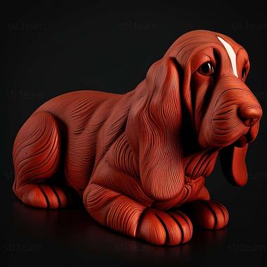 3D model Red Breton Basset dog (STL)