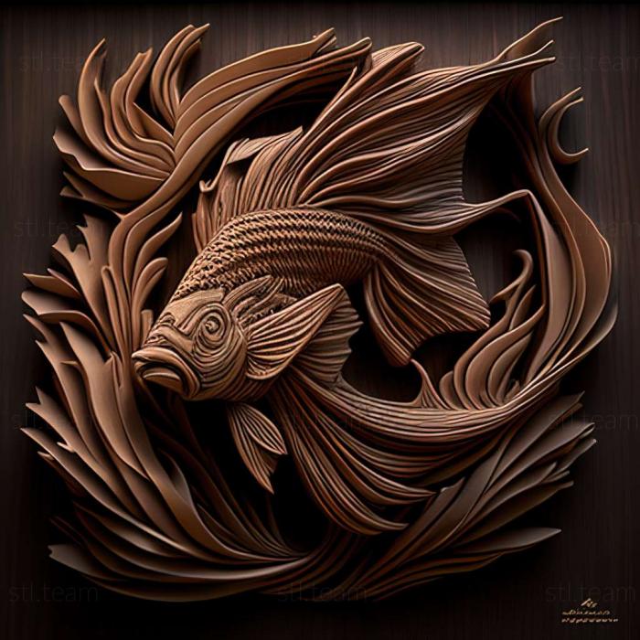 3D model Delta  tailed fighting fish fish (STL)