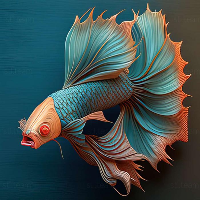 3D model Flag   tailed fighting fish fish (STL)