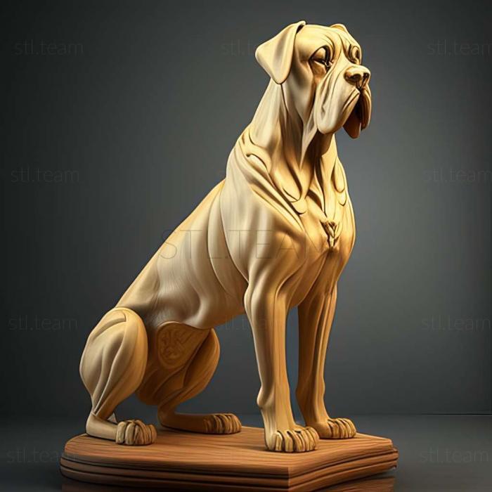 3D model Great Dane of Bordeaux dog (STL)