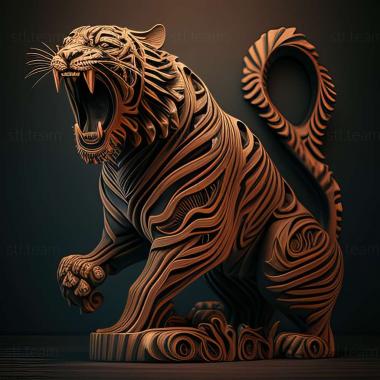 3D модель Свирепый тигр известное животное (STL)