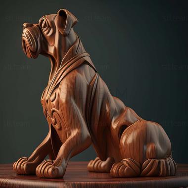 3D model Great Dane of Bordeaux dog (STL)