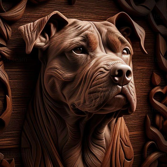 3D model American Pit Bull Terrier dog (STL)