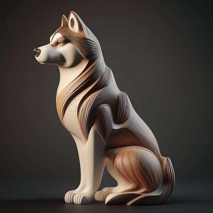 3D модель Сибірський хаскі собака (STL)