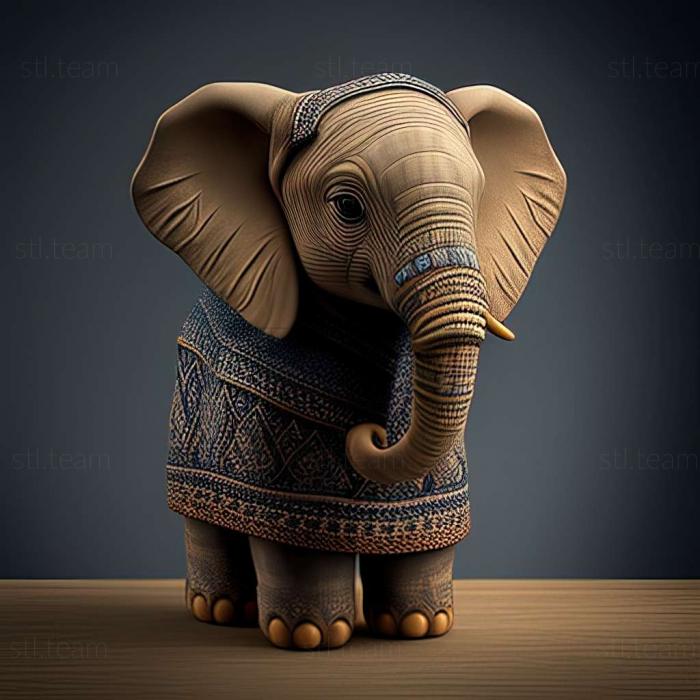Джемпер с коротким ушастым слоном