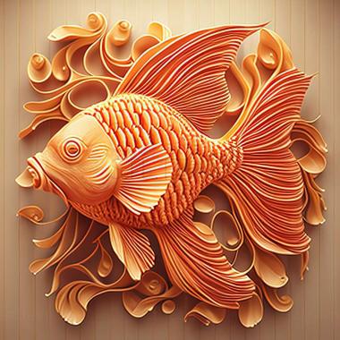 3D model Curly   gilled goldfish fish (STL)