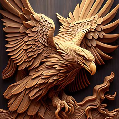 3D model eagle with wings ooks out of (STL)