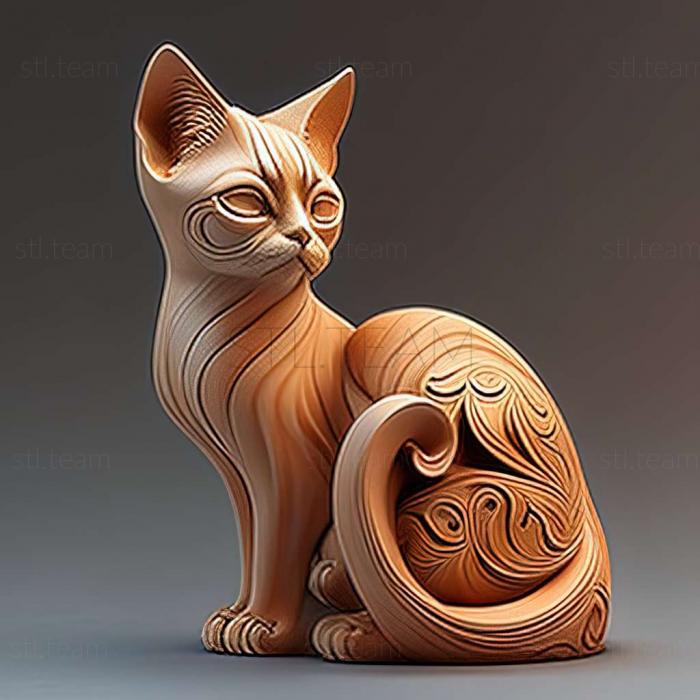 3D модель Ориентальная двуцветная кошка (STL)