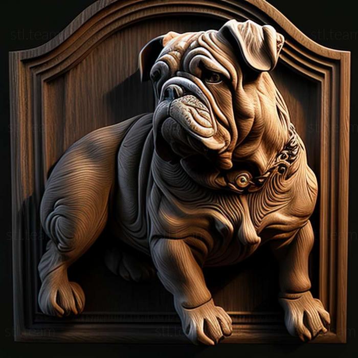 3D model Old English Bulldog dog (STL)