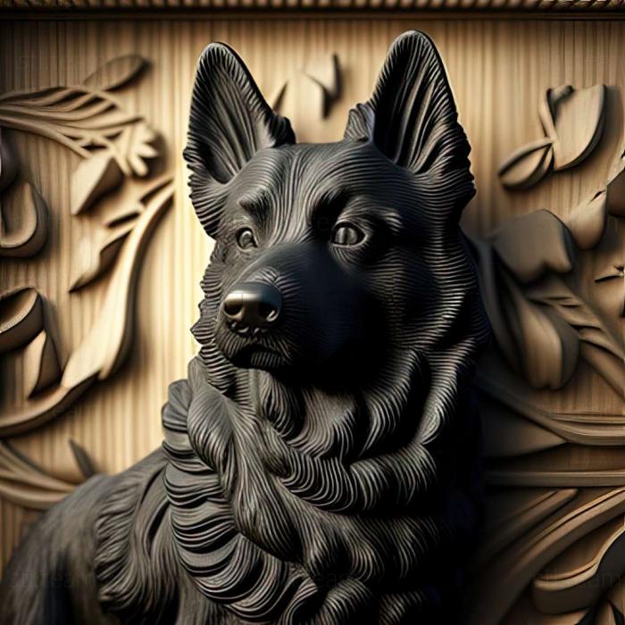 3D model Norwegian Black Elkhound dog (STL)