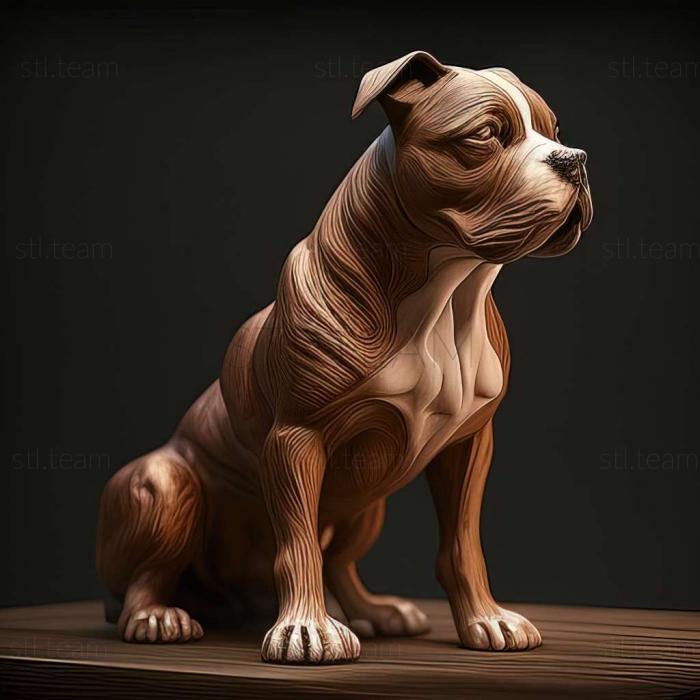 3D model American Pit Bull Terrier dog (STL)