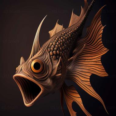 3D model Long  whiskered radinoloricaria fish (STL)