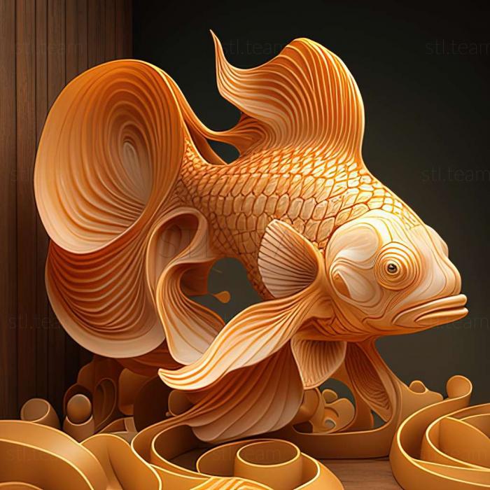 Кудрявая золотая рыбка с жабрами