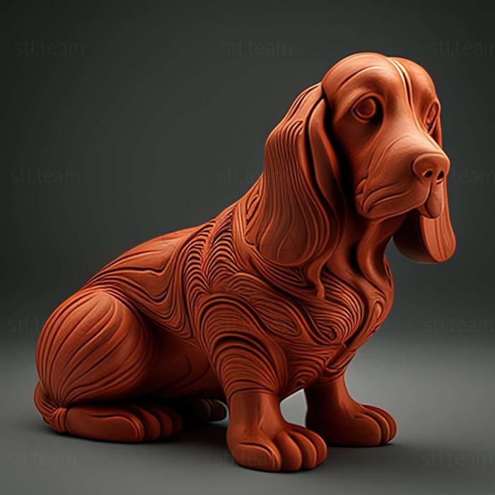 3D model Red Breton Basset dog (STL)