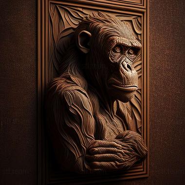 3D model Congo chimpanzee famous animal (STL)