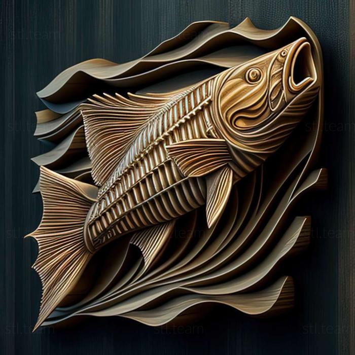 3D model Diagonally striped catfish fish (STL)