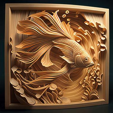 3D model Poster fighting fish fish (STL)