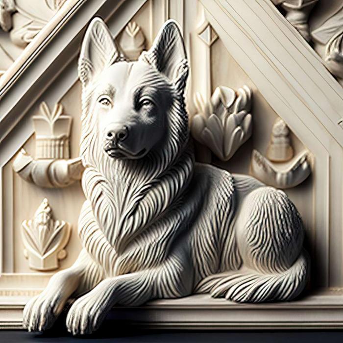 3D model Swedish white Elkhound dog (STL)