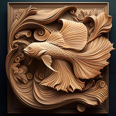 3D model Poster fighting fish fish (STL)