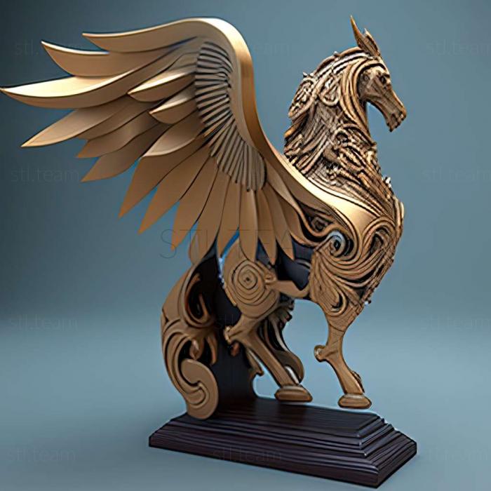 Animals pegasus carved armour on stand