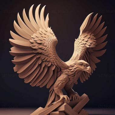 3D model eagle with wings ooks out of (STL)