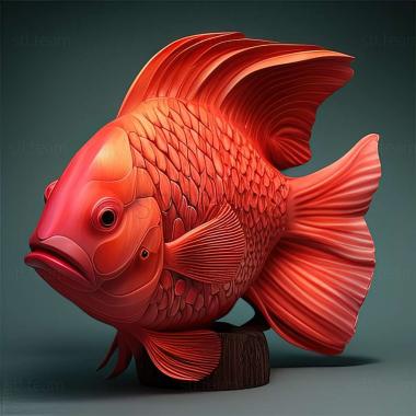 3D model Red parrot fish fish (STL)