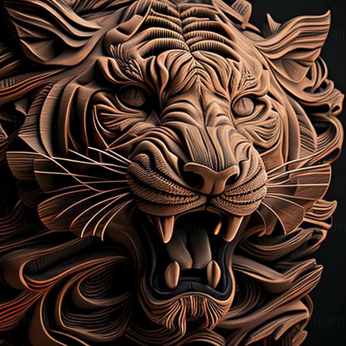 3D модель Свирепый тигр известное животное (STL)