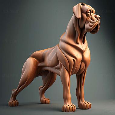 3D model Great Dane of Bordeaux dog (STL)