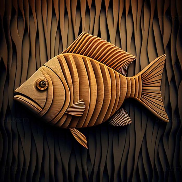 3D model Striped barbus fish (STL)