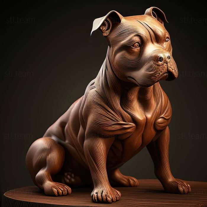 3D model American Pit Bull Terrier dog (STL)