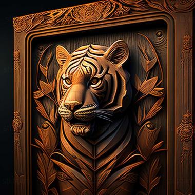 3D model door with tiger 3D (STL)