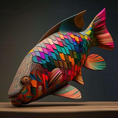 3D model South American multicolored fish (STL)