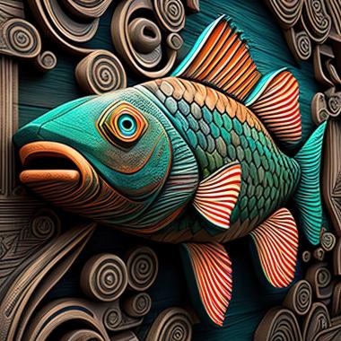 3D model South American multicolored fish (STL)