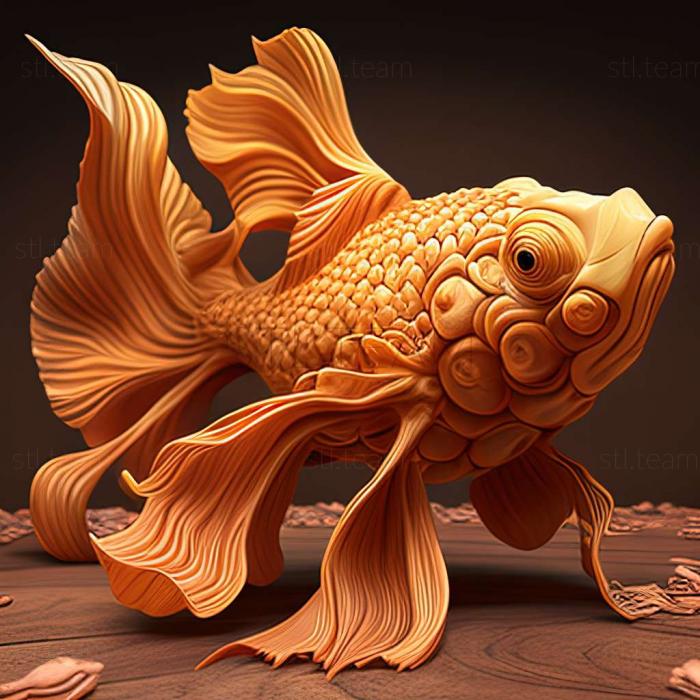 3D модель Кудрявая золотая рыбка с жабрами (STL)
