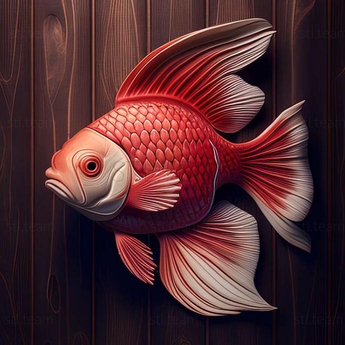 Animals Red and white oranda fish