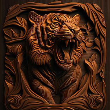 3D model Pursh tiger famous animal (STL)