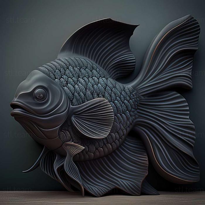 Dark grey oranda fish