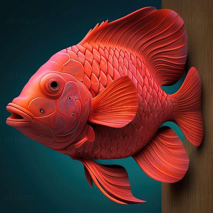 3D model Red parrot fish fish (STL)