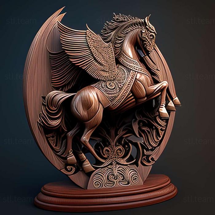 Animals pegasus carved armour on stand