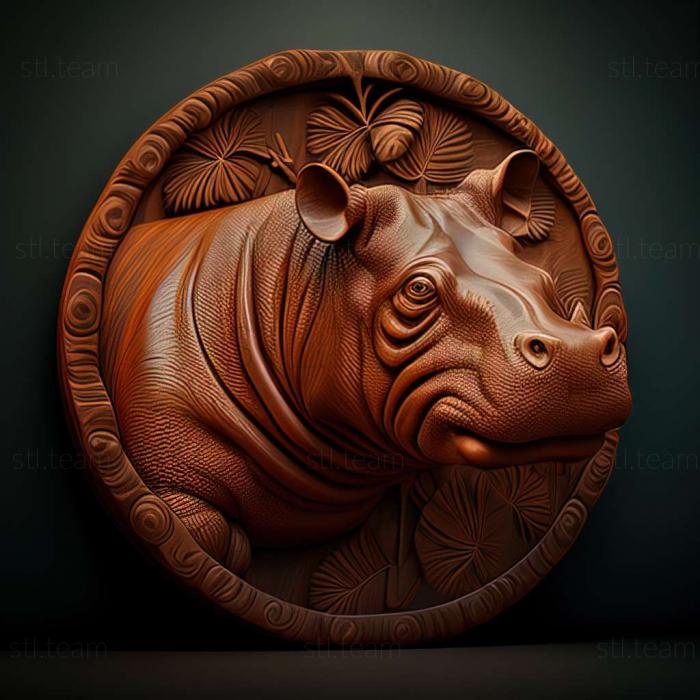 3D модель Allenton Hippopotamus известное животное (STL)