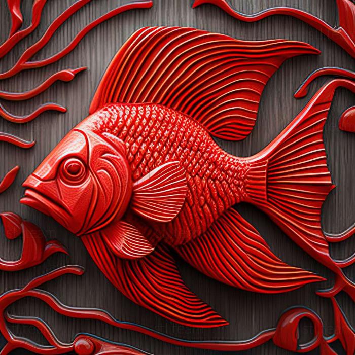 3D model Red parrot fish fish (STL)