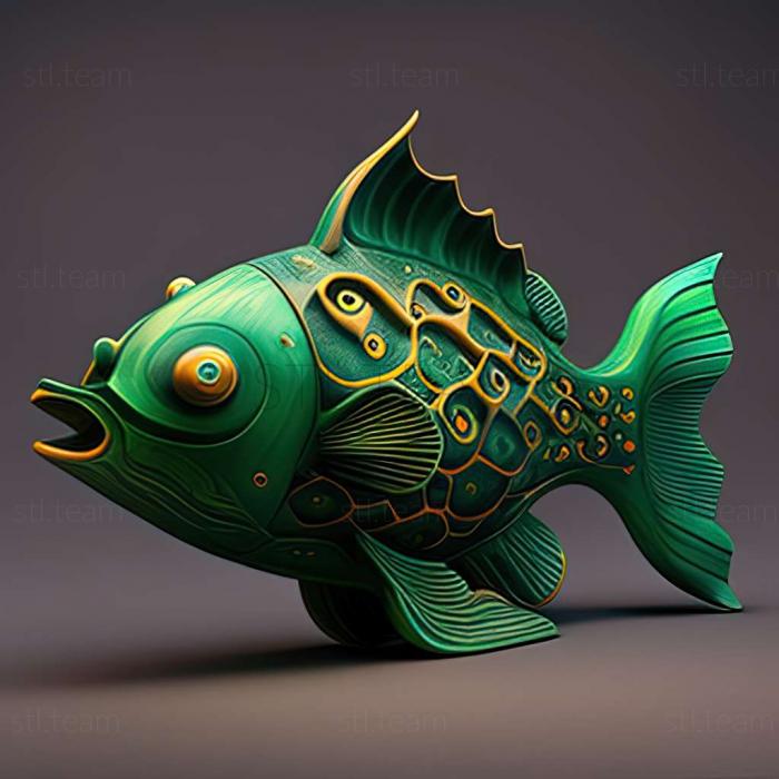 Animals Green puntius fish