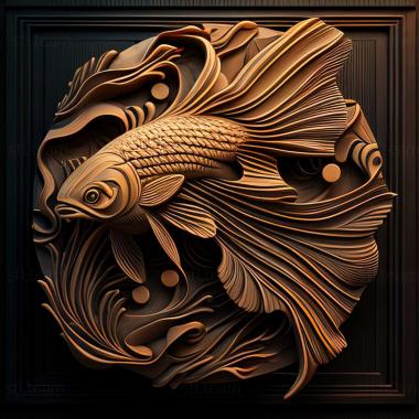 3D model Poster fighting fish fish (STL)